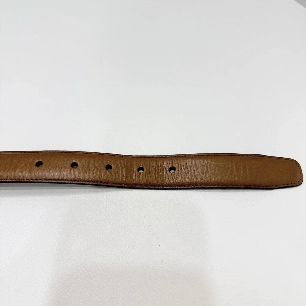 Jos A Bank Brown Genuine Italian‎ Leather Belt Silver Tone Buckle Men 34/85